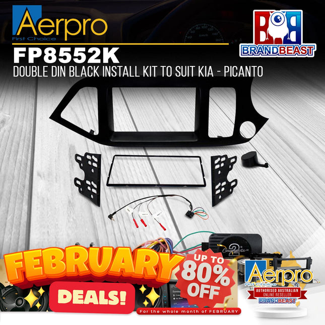 Aerpro FP8552K  Double DIN Black Install Kit to Suit Kia - Picanto