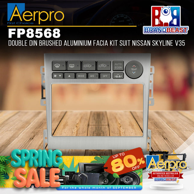 Aerpro FP8568 Double DIN Brushed Aluminium Facia Kit Suit Nissan Skyline V35