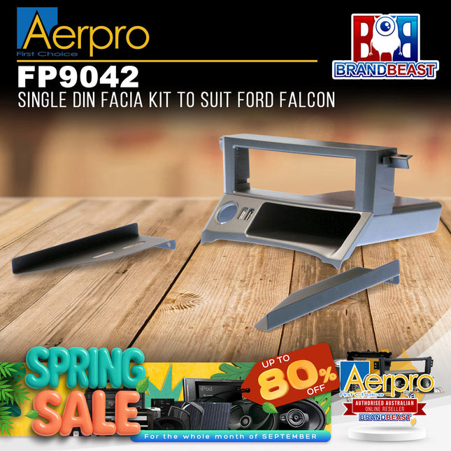 Aerpro FP9042 Single DIN Gun Metal Grey Facia Kit Suit Ford Falcon 2002 - 2008 BA, BF