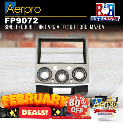 Aerpro FP9072 Single/Double DIN Silver Facia Kit Suit Ford Ranger/Mazda BT50