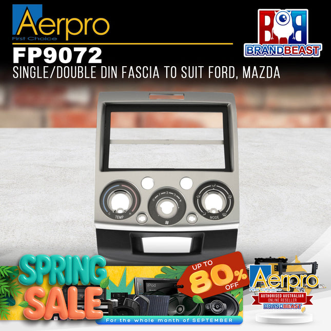 Aerpro FP9072 Single/Double DIN Silver Facia Kit Suit Ford Ranger/Mazda BT50