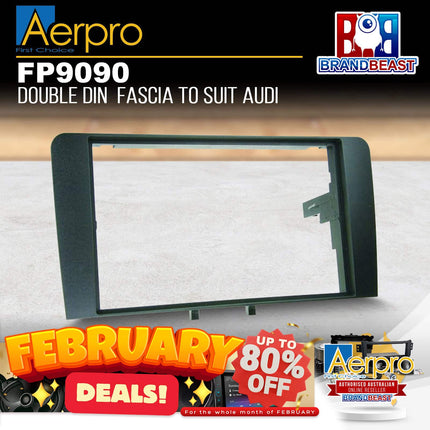 Aerpro FP9090 Double DIN Black Facia Kit Suit Audi A3 (8P) 2003 - 2012