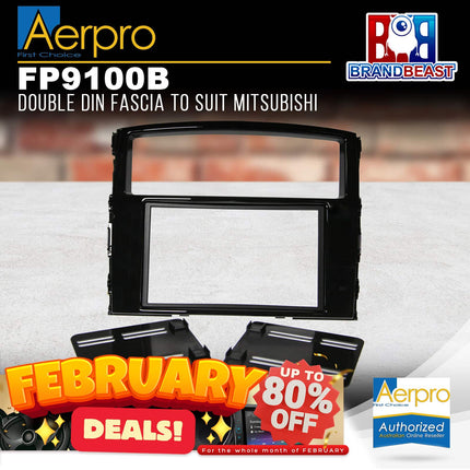 Aerpro FP9100B Double DIN Facia Kit to Suit Mitsubishi Pajero - Gloss Black