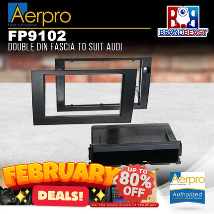 Aerpro FP9102 Single/Double DIN Black Facia Kit Suit Audi A4 2001 - 2008