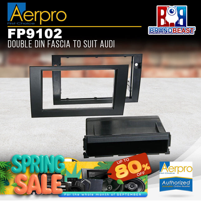 Aerpro FP9102 Single/Double DIN Black Facia Kit Suit Audi A4 2001 - 2008