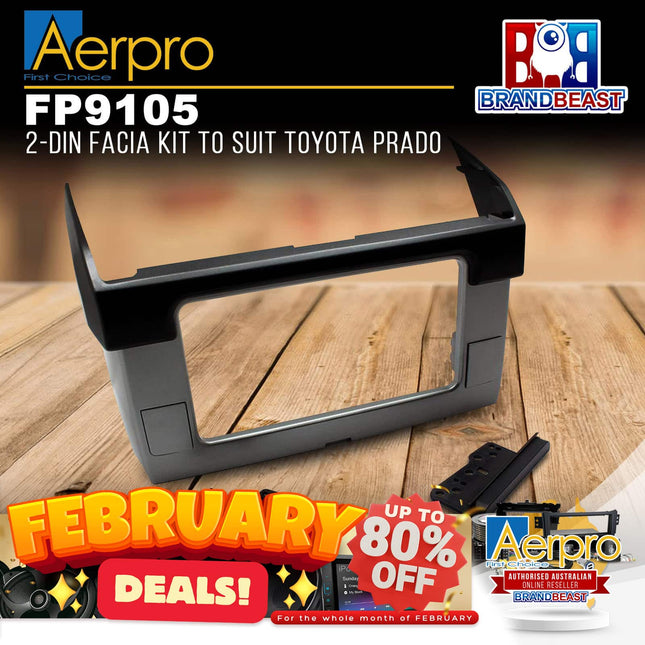 Aerpro FP9105 Double DIN Silver/Charcoal Facia Kit Suit Toyota Prado 150 Series