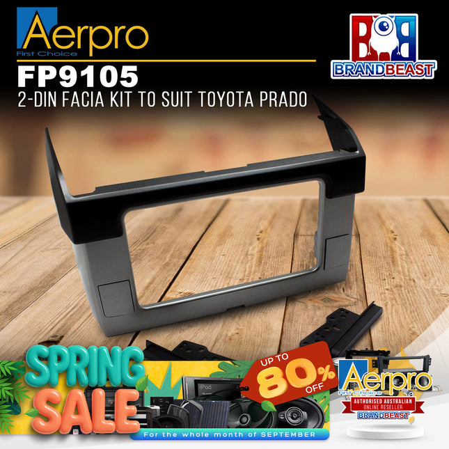 Aerpro FP9105 Double DIN Silver/Charcoal Facia Kit Suit Toyota Prado 150 Series