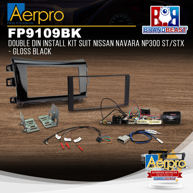 Aerpro FP9109BK Double DIN Install Kit Suit Nissan Navara NP300 ST/STX - Black