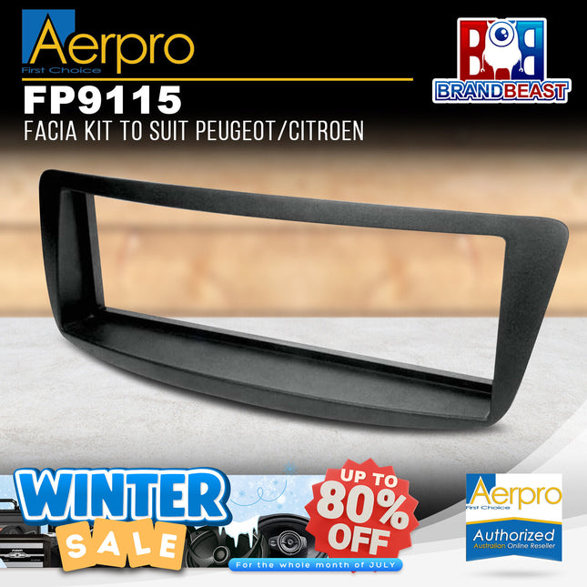 Aerpro FP9115 Single DIN Black Facia Kit Suit Citroen C1/Peugeot 107 2005 - 2014
