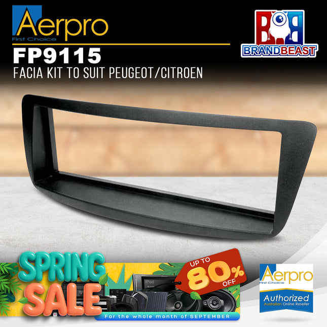 Aerpro FP9115 Single DIN Black Facia Kit Suit Citroen C1/Peugeot 107 2005 - 2014
