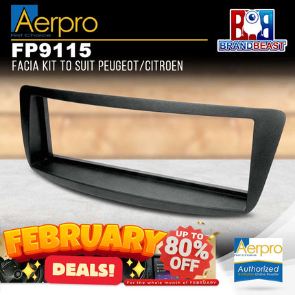 Aerpro FP9115 Single DIN Black Facia Kit Suit Citroen C1/Peugeot 107 2005 - 2014