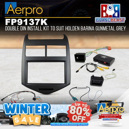 Aerpro FP9137K Double DIN Gunmetal Grey Install Kit Suit Holden Barina 2011-2016