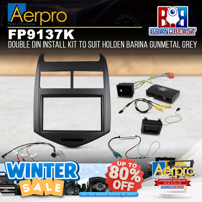 Aerpro FP9137K Double DIN Gunmetal Grey Install Kit Suit Holden Barina 2011-2016