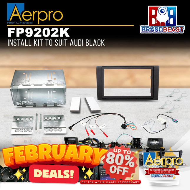 Aerpro FP9202K Double DIN Black Install Kit Suit Audi A4  2001 - 2008