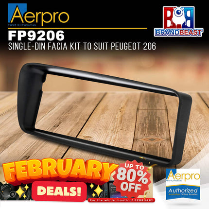 Aerpro FP9206 Single DIN Facia Kit to Suit Peugeot 206