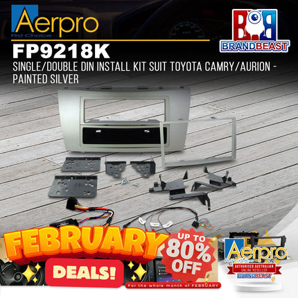 Aerpro FP9218K Single/Double DIN Install Kit Suit Toyota Camry/Aurion - Silver