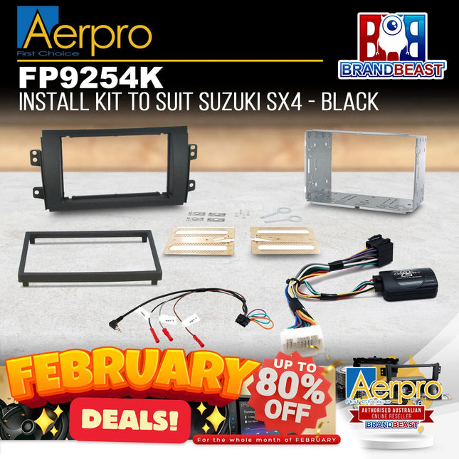 Aerpro FP9254K Double DIN Black Headunit Install Kit Suit Suzuki SX4 2007 - 2013