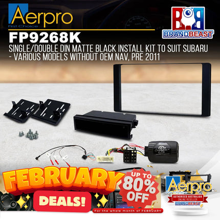 Aerpro FP9268K Single/Double DIN Matte Black Install Kit Suit Subaru Various Models