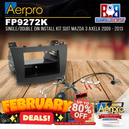 Aerpro FP9272K Single/Double DIN Black Install Kit For Mazda 3 Axela 2009 - 2013