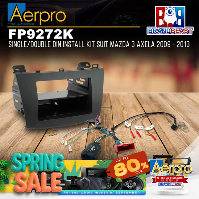 Aerpro FP9272K Single/Double DIN Black Install Kit For Mazda 3 Axela 2009 - 2013