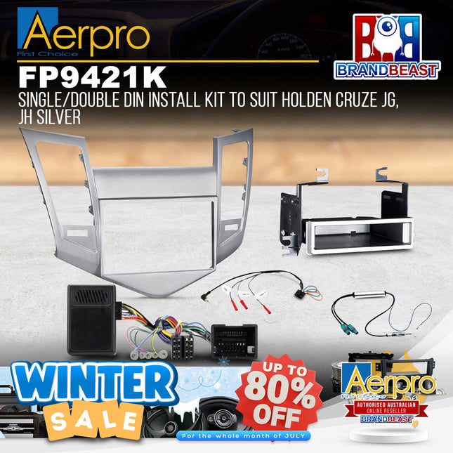 Aerpro FP9421K Single/Double DIN Silver Install Kit Suit Holden Cruze 2009-2016