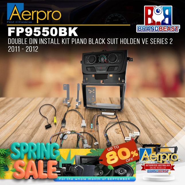 Aerpro FP9550BK Double DIN Install Kit Piano Black Suit Holden VE Series 2