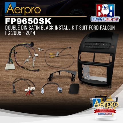 Aerpro FP9650SK Double DIN Satin Black Install Kit Suit Ford Falcon FG 2008-2014