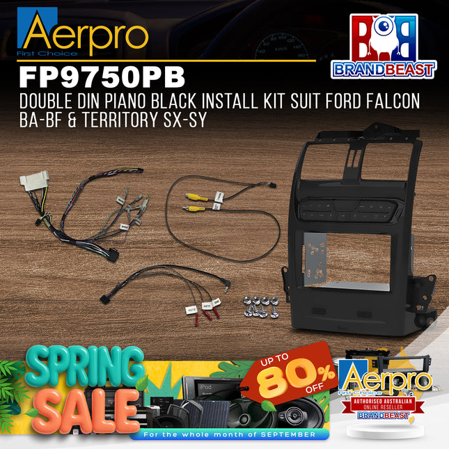 Aerpro FP9750PB Double DIN Piano Black Install Kit Suit Ford Falcon & Territory
