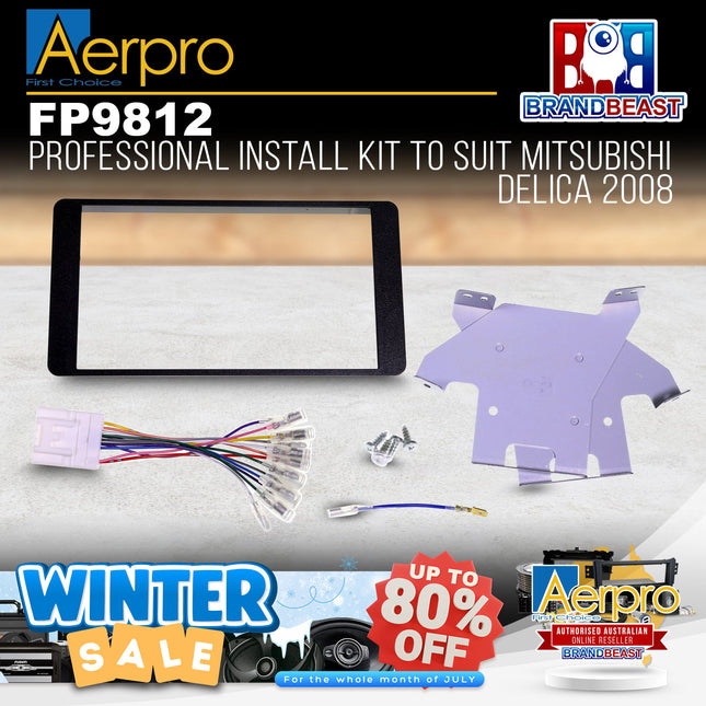 Aerpro FP9812 Kanatechs 2DIN Install Kit Suit Mitsubishi Delica 2008 - 2019