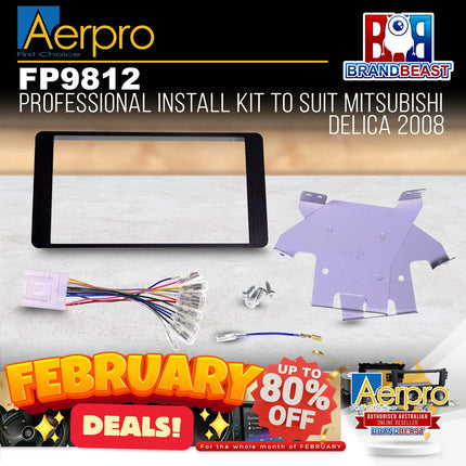 Aerpro FP9812 Kanatechs 2DIN Install Kit Suit Mitsubishi Delica 2008 - 2019