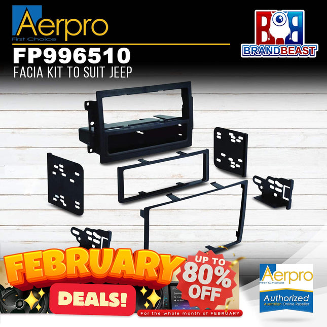 Aerpro FP996510 Facia Kit Suit Jeep 2005-09 Black Single-DIN &amp; 2-DIN