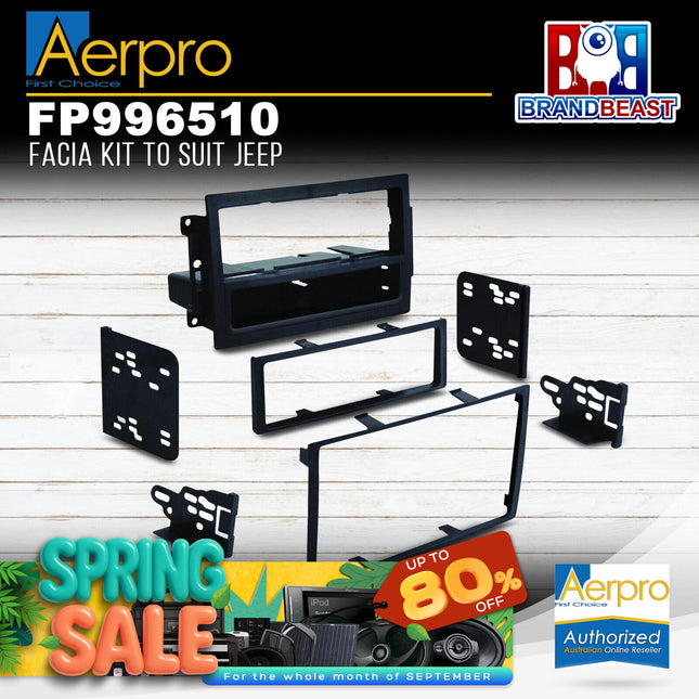 Aerpro FP996510 Facia Kit Suit Jeep 2005-09 Black Single-DIN & 2-DIN