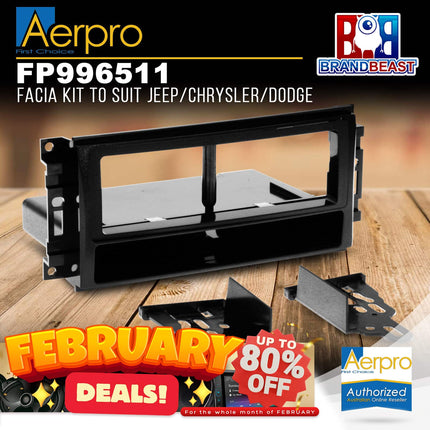 Aerpro FP996511 Facia Kit Suit Jeep/Chrysler/Dodge 2007-On Black Single-DIN