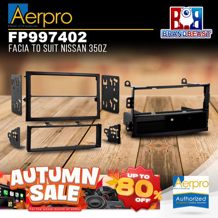 Aerpro FP997402 Single/Double DIN Black Facia Kit Suit Nissan 350Z 2003 - 2008
