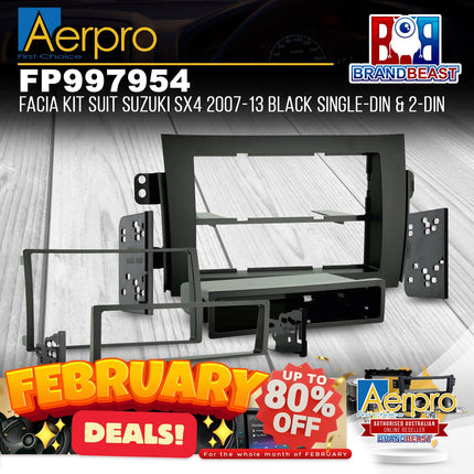 Aerpro FP997954 Single/Double DIN Black Facia Kit Suit Suzuki SX4 2007 - 2013