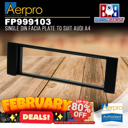 Aerpro FP999103 Single DIN Black Facia Plate Suit Audi A4 2001 - 2008