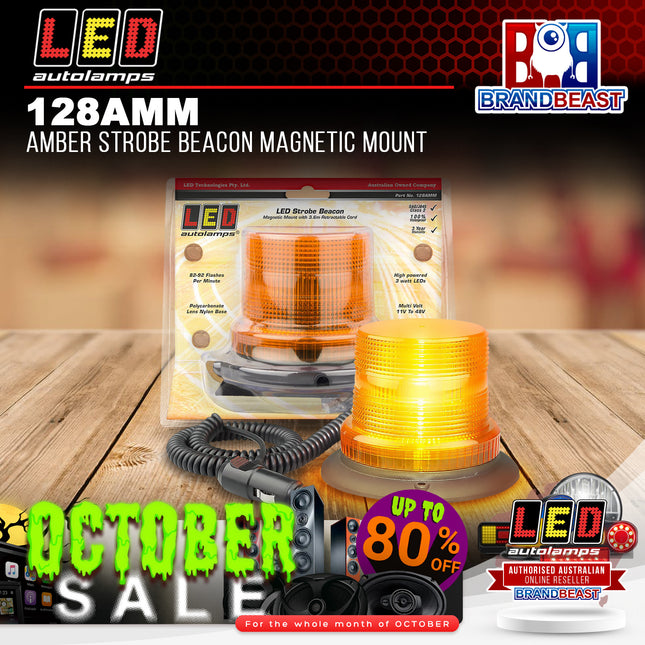 LED Autolamps 128AMM Amber Strobe Beacon Magnetic Mount