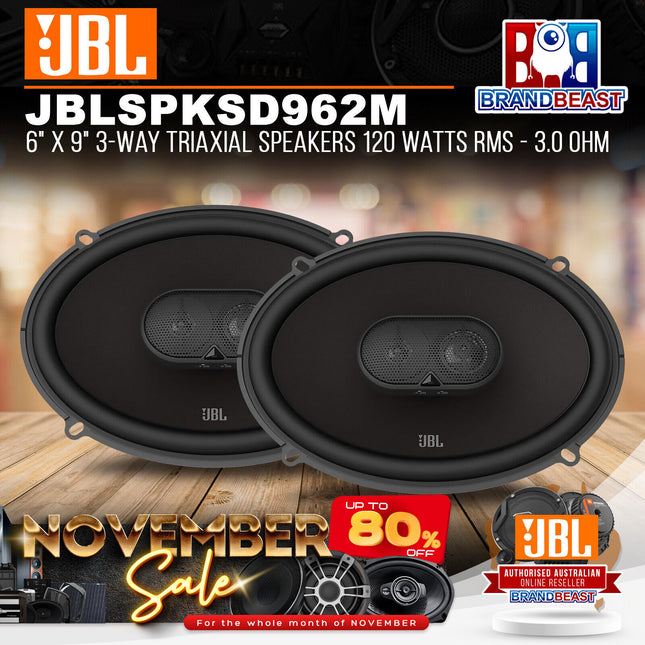 JBL STADIUM 962M 6" x 9" 3-Way Triaxial Speakers 120 Watts RMS - 3.0 Ohm