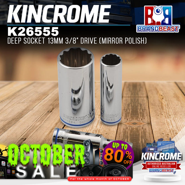 KINCROME K26555 Deep Socket 13mm 3/8" Drive (Mirror Polish)