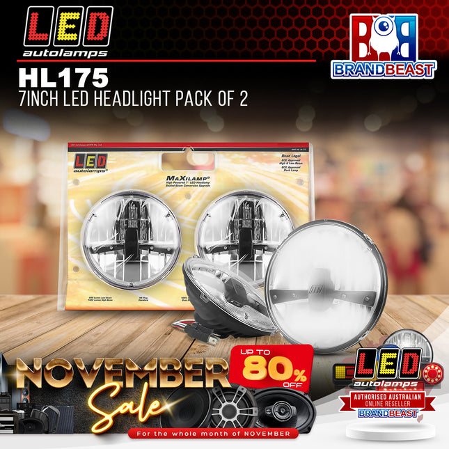LED Autolamps HL175 7inch LED Headlight Pack Of 2