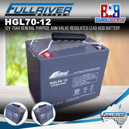 Fullriver HGL70-12 HGL Series 12V 70Ah AGM Valve-Regulated Lead Acid Battery