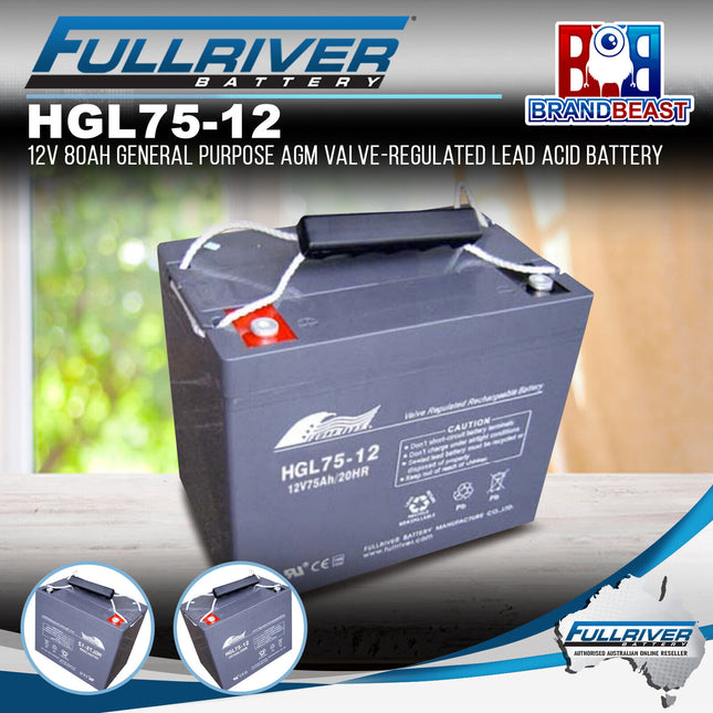 Fullriver HGL75-12 HGL Series 12V 80Ah AGM Valve-Regulated Lead Acid Battery