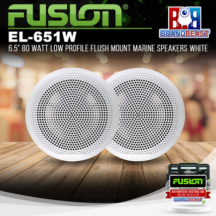 Fusion EL-651W 6.5&quot; 80W Low Profile Flush Mount Marine Speakers White