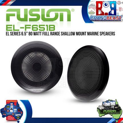 Fusion EL-F651B EL Series 6.5&quot; Full Range Shallow Mount Marine Black Speakers