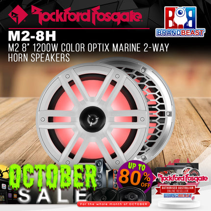 Rockford Fosgate M2-8H M2 8" 1200W Color Optix Marine 2-Way Horn Speakers
