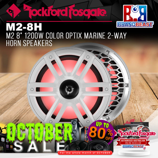 Rockford Fosgate M2-8H M2 8" 1200W Color Optix Marine 2-Way Horn Speakers