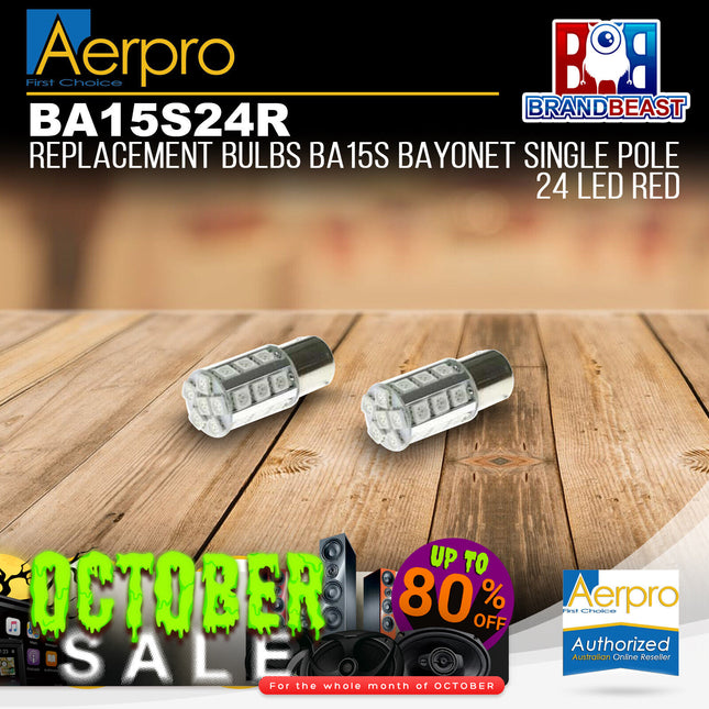 Aerpro BA15S24R Replacement Bulb Ba15s Bayonet Single Pole 24 LED Red