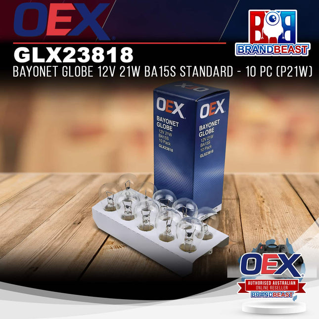 OEX GLX23818 Bayonet Globe 12V 21W BA15s Standard 10 Pc (P21W)