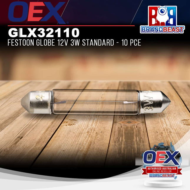 OEX GLX32110 Festoon Globe 12V 3W Standard - 10 Pce