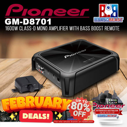 Pioneer GM-D8701 1600W Class-D Mono Car Amplifier with Bass Boost Remote